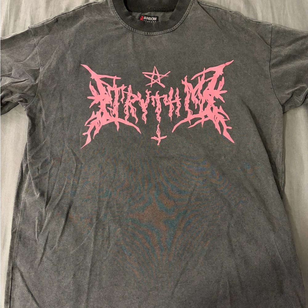 oversized y2k washed dark grey graphic shirt size s/m